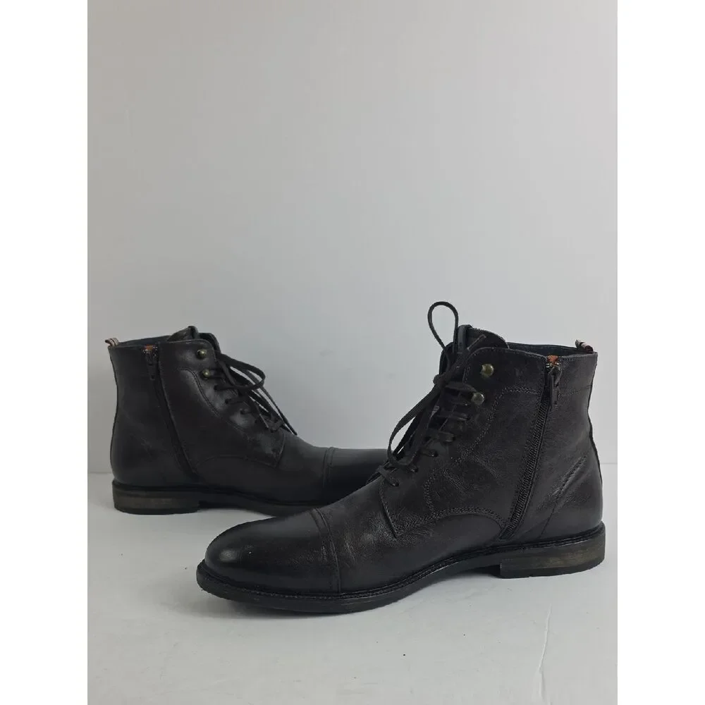 Ambitious Lace Up Leather Cap Toe Men's Ankle Boots Size‎ EU 43. US 10